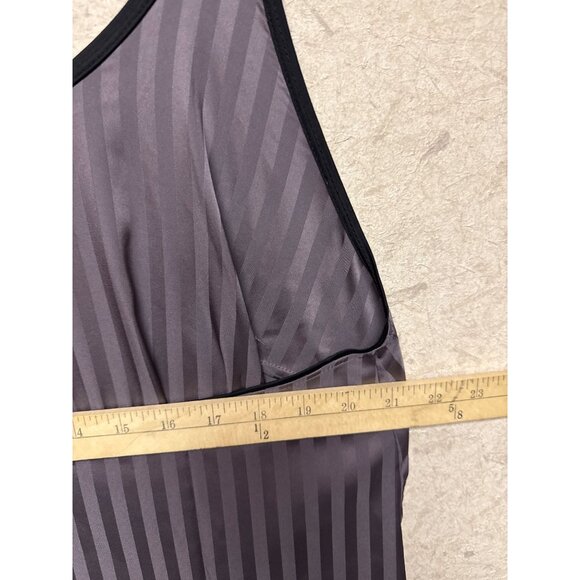 Auden Women's Sleep Lounge Shirt Deep Purple Stripe T-Back Satin Plus 1X NEW - Picture 3 of 8